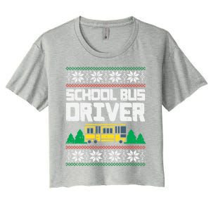 School Bus Driver Ugly Christmas Sweater Funny Xmas Gift Cool Gift Women's Crop Top Tee