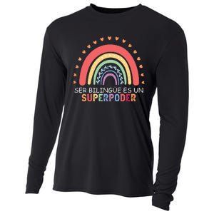 Ser Bilingue Es Un Superpoder Spanish Teacher Back To School Cooling Performance Long Sleeve Crew