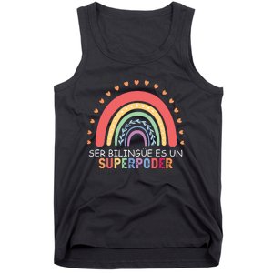 Ser Bilingue Es Un Superpoder Spanish Teacher Back To School Tank Top