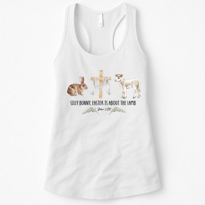Silly Bunny Easter Is About The Lamb God Jesus Easter Day Faith Womens Tank Top