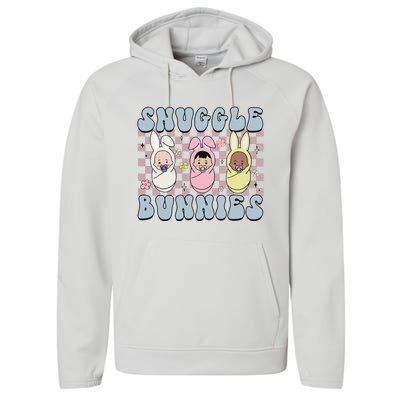 Snuggle Bunnies Easter NICU L&D Nurse Life Happy Easter Day Performance Fleece Hoodie