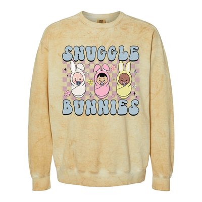 Snuggle Bunnies Easter NICU L&D Nurse Life Happy Easter Day Colorblast Crewneck Sweatshirt