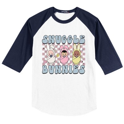 Snuggle Bunnies Easter NICU L&D Nurse Life Happy Easter Day Baseball Sleeve Shirt