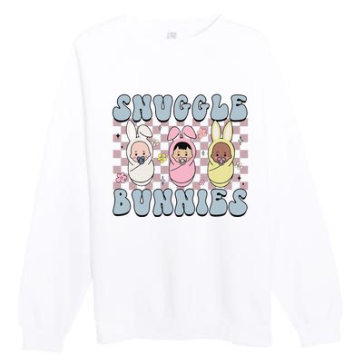 Snuggle Bunnies Easter NICU L&D Nurse Life Happy Easter Day Premium Crewneck Sweatshirt