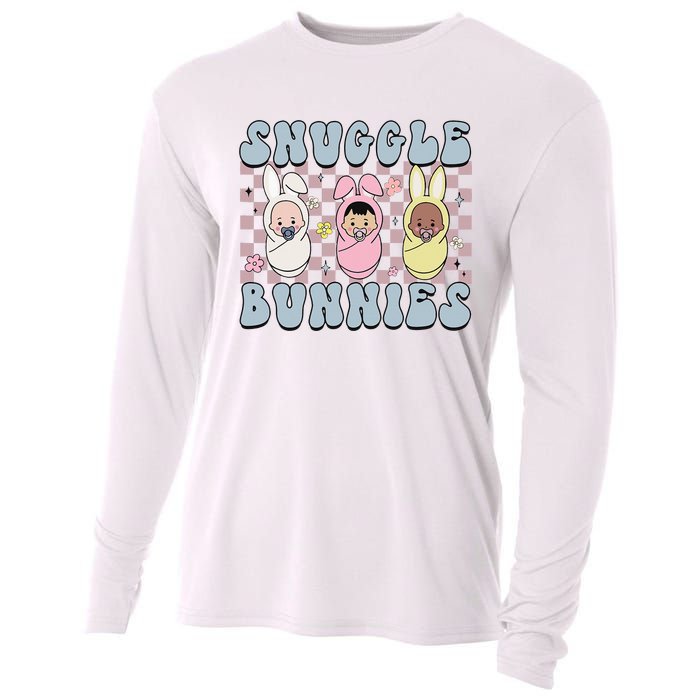 Snuggle Bunnies Easter NICU L&D Nurse Life Happy Easter Day Cooling Performance Long Sleeve Crew