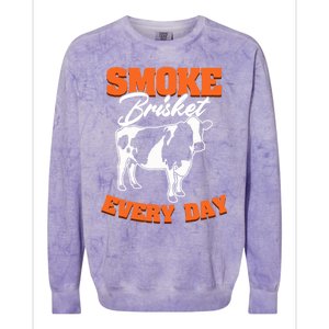 Smoke Brisket Everyday Bbq Grilling Barbecue Smoke Brisket Gift Colorblast Crewneck Sweatshirt