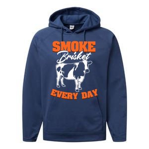 Smoke Brisket Everyday Bbq Grilling Barbecue Smoke Brisket Gift Performance Fleece Hoodie