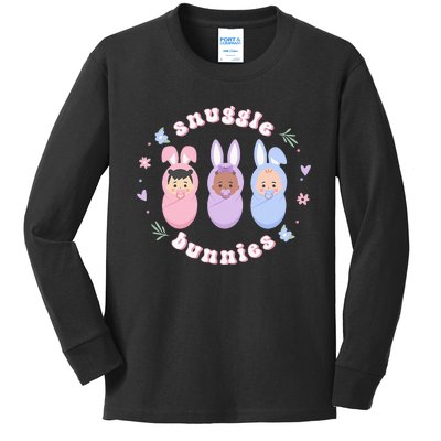 Snuggle Bunnies Easter NICU L&D Nurse Life Kids Long Sleeve Shirt