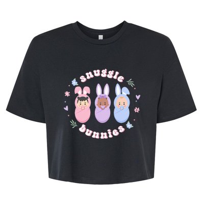 Snuggle Bunnies Easter NICU L&D Nurse Life Bella+Canvas Jersey Crop Tee