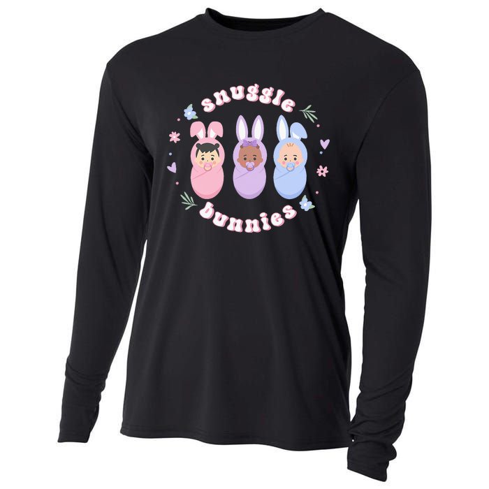 Snuggle Bunnies Easter NICU L&D Nurse Life Cooling Performance Long Sleeve Crew