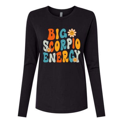 Scorpio Big Energy groovy Smile Flower Zodiac Birthday  Womens Cotton Relaxed Long Sleeve T-Shirt