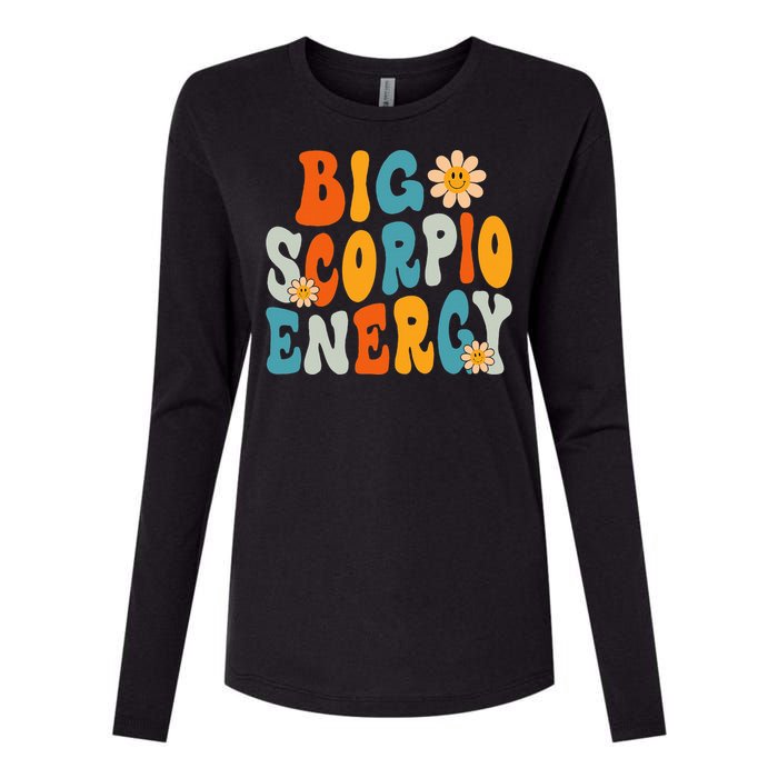 Scorpio Big Energy groovy Smile Flower Zodiac Birthday  Womens Cotton Relaxed Long Sleeve T-Shirt