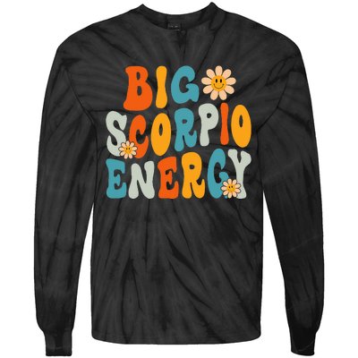 Scorpio Big Energy groovy Smile Flower Zodiac Birthday  Tie-Dye Long Sleeve Shirt