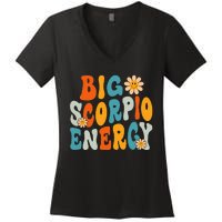 Scorpio Big Energy groovy Smile Flower Zodiac Birthday  Women's V-Neck T-Shirt