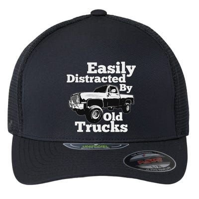 Square Body Easily Distracted By Old Trucks Squarebody Flexfit Unipanel Trucker Cap