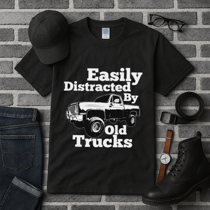 Square Body Easily Distracted By Old Trucks Squarebody Tall T-Shirt
