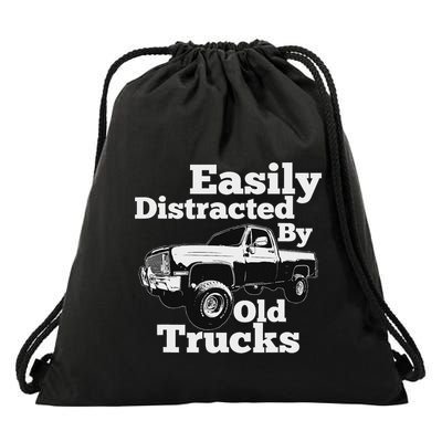Square Body Easily Distracted By Old Trucks Squarebody Drawstring Bag