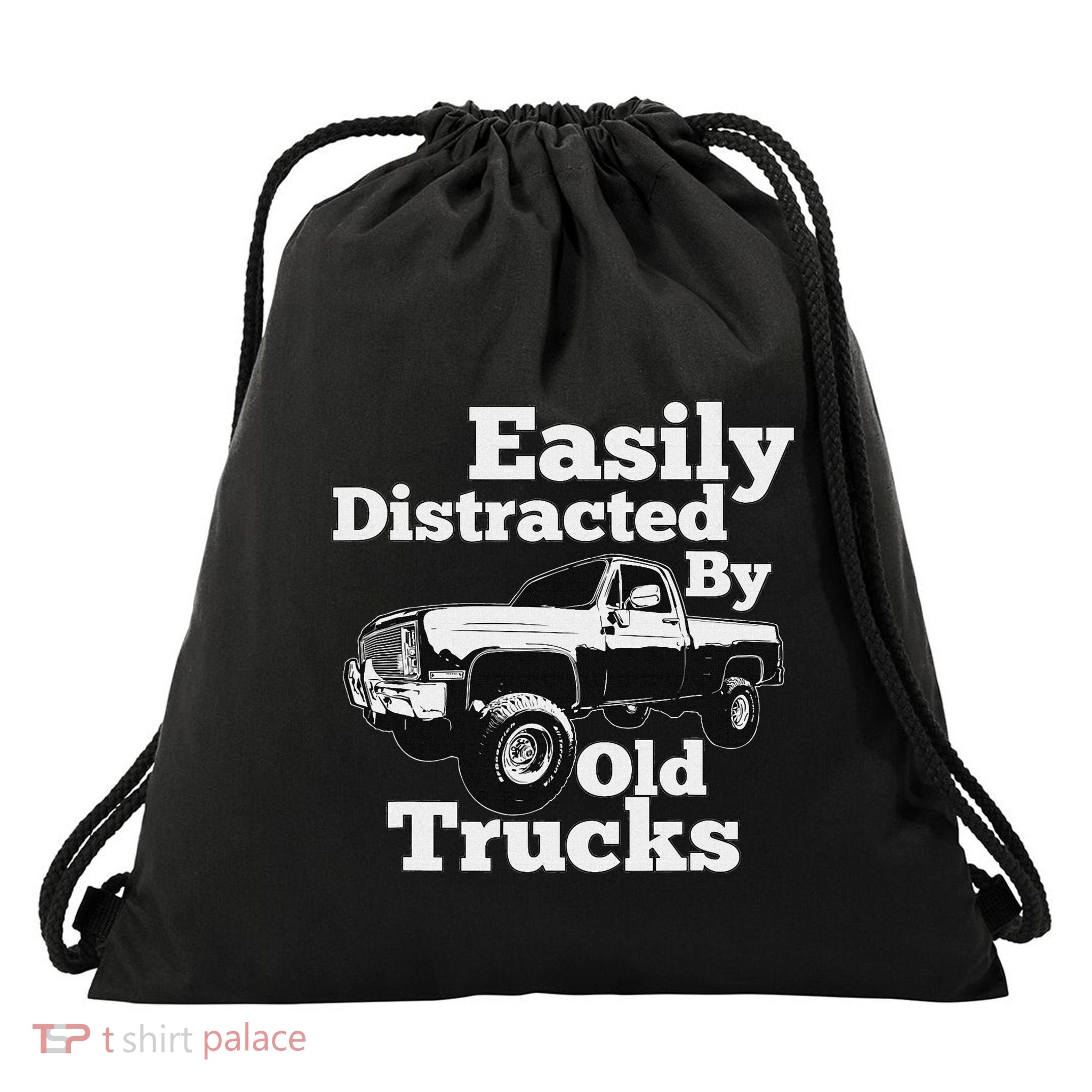 Square Body Easily Distracted By Old Trucks Squarebody Drawstring Bag