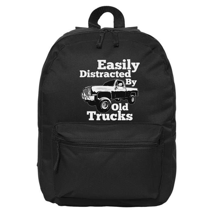 Square Body Easily Distracted By Old Trucks Squarebody 16 in Basic Backpack