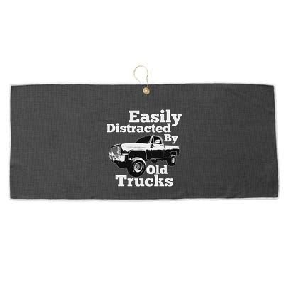Square Body Easily Distracted By Old Trucks Squarebody Large Microfiber Waffle Golf Towel