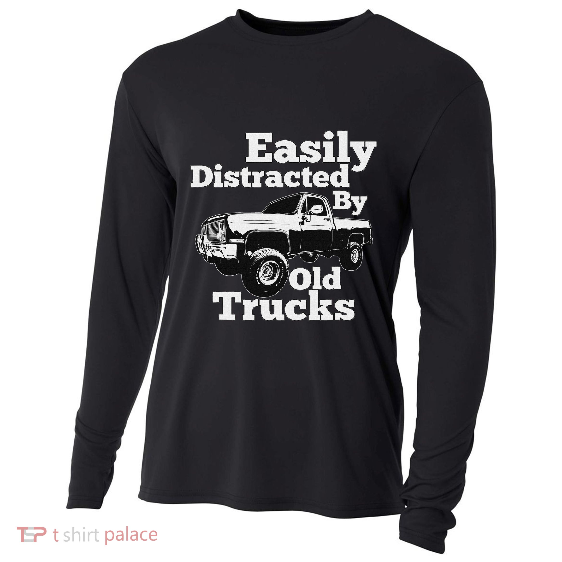 Square Body Easily Distracted By Old Trucks Squarebody Cooling Performance Long Sleeve Crew