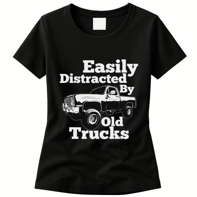 Square Body Easily Distracted By Old Trucks Squarebody Womens T-Shirt