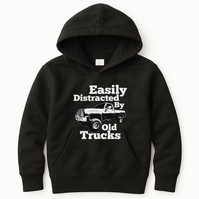 Square Body Easily Distracted By Old Trucks Squarebody Kids Hoodie