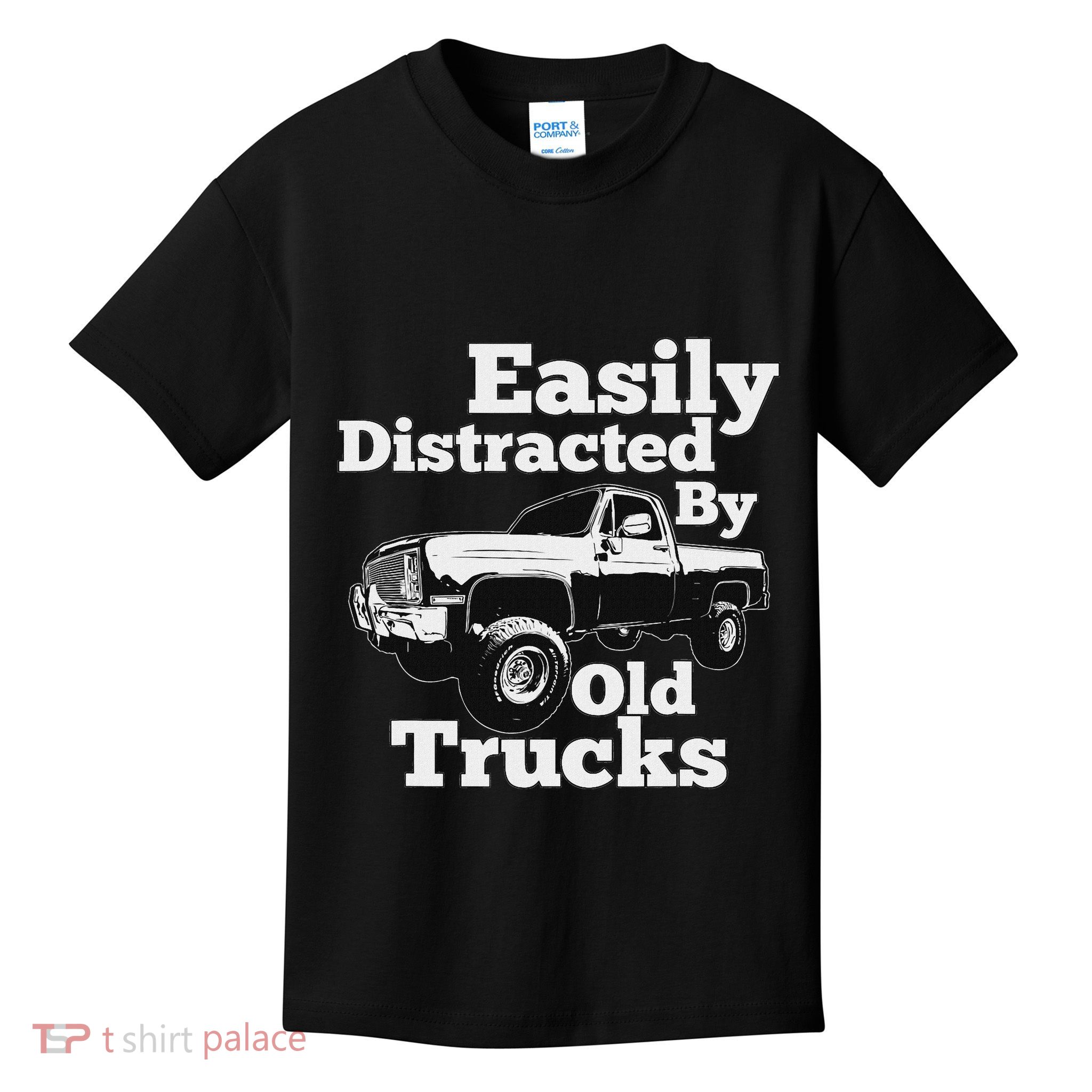 Square Body Easily Distracted By Old Trucks Squarebody Kids T-Shirt