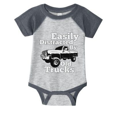 Square Body Easily Distracted By Old Trucks Squarebody Infant Baby Jersey Bodysuit