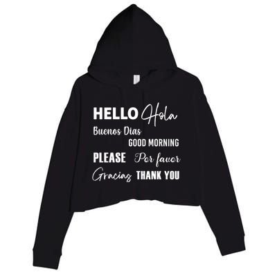 Spanish Bilingual Esol Teacher Bilingual Teacher Maestra Crop Fleece Hoodie