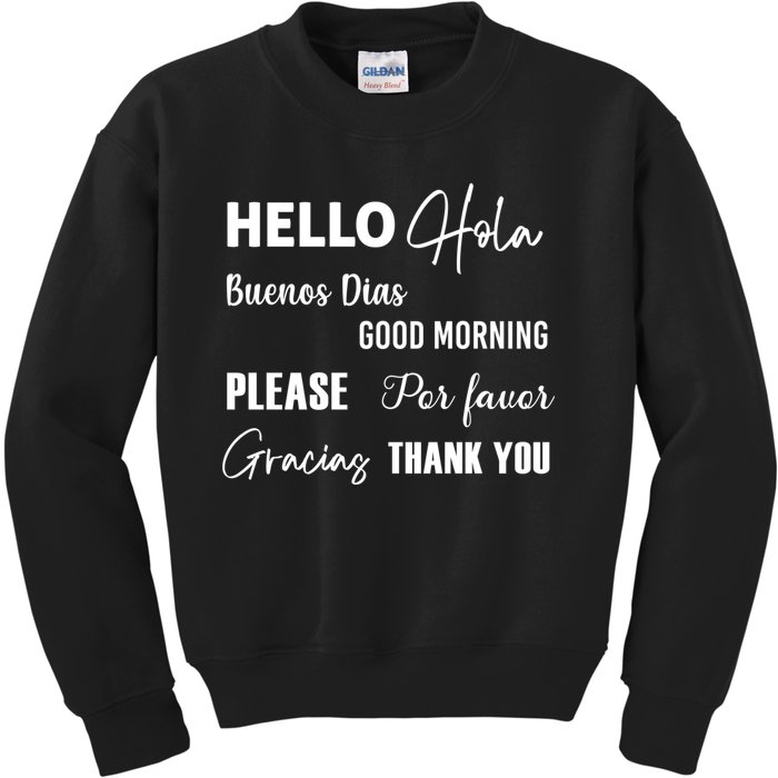 Spanish Bilingual Esol Teacher Bilingual Teacher Maestra Kids Sweatshirt