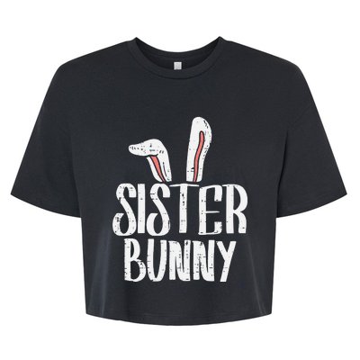 Sister Bunny Ears Cute Easter Family Matching Bella+Canvas Jersey Crop Tee