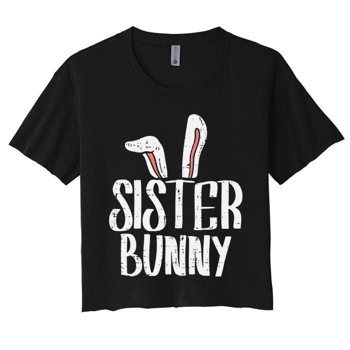 Sister Bunny Ears Cute Easter Family Matching Women's Crop Top Tee