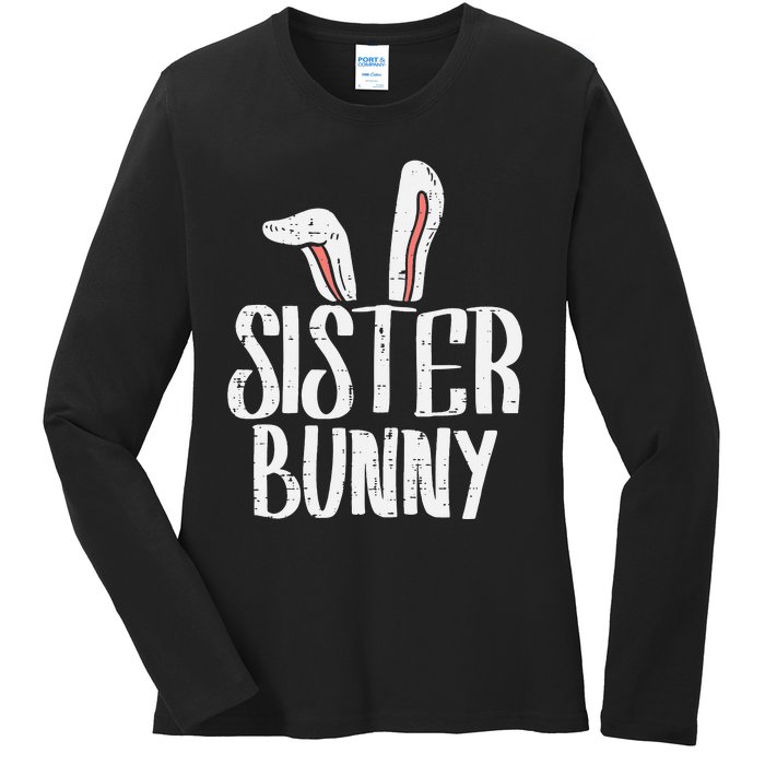 Sister Bunny Ears Cute Easter Family Matching Ladies Long Sleeve Shirt