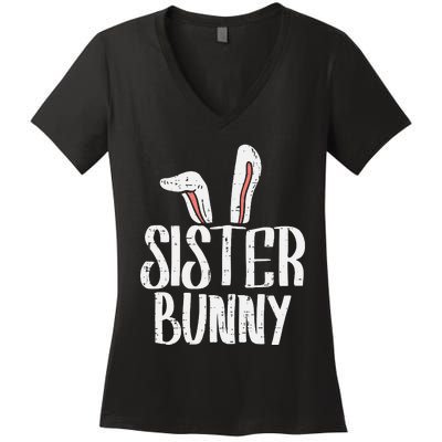 Sister Bunny Ears Cute Easter Family Matching Women's V-Neck T-Shirt