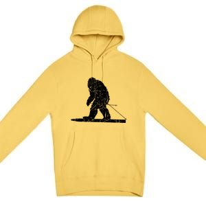 Skiing Bigfoot Funny Cute Sasquatch Ski Winter Meaningful Gift Premium Pullover Hoodie