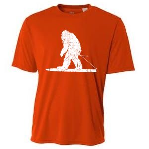 Skiing Bigfoot Funny Cute Sasquatch Ski Winter Meaningful Gift Cooling Performance Crew T-Shirt