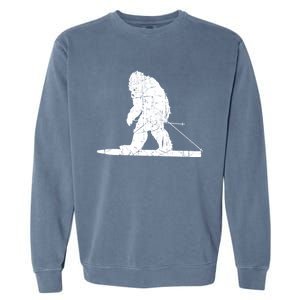 Skiing Bigfoot Funny Cute Sasquatch Ski Winter Meaningful Gift Garment-Dyed Sweatshirt