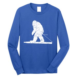 Skiing Bigfoot Funny Cute Sasquatch Ski Winter Meaningful Gift Long Sleeve Shirt