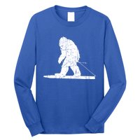 Skiing Bigfoot Funny Cute Sasquatch Ski Winter Meaningful Gift Long Sleeve Shirt