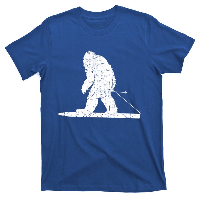 Skiing Bigfoot Funny Cute Sasquatch Ski Winter Meaningful Gift T-Shirt