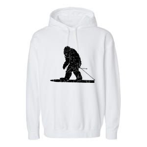 Skiing Bigfoot Funny Cute Sasquatch Ski Winter Meaningful Gift Garment-Dyed Fleece Hoodie