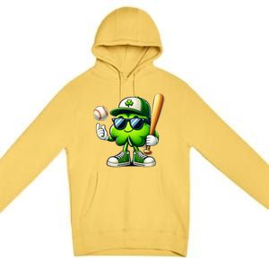 Shamrock Baseball Funny St Patricks Day Premium Pullover Hoodie