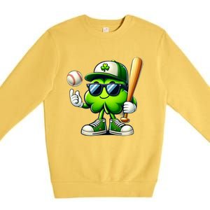 Shamrock Baseball Funny St Patricks Day Premium Crewneck Sweatshirt