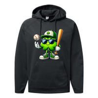 Shamrock Baseball Funny St Patricks Day Performance Fleece Hoodie