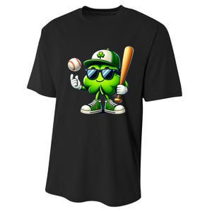 Shamrock Baseball Funny St Patricks Day Performance Sprint T-Shirt