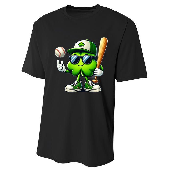 Shamrock Baseball Funny St Patricks Day Performance Sprint T-Shirt