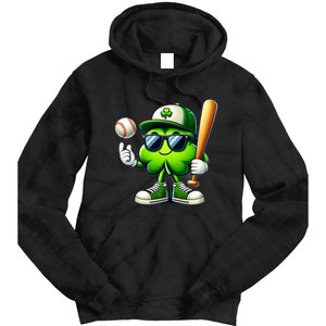 Shamrock Baseball Funny St Patricks Day Tie Dye Hoodie