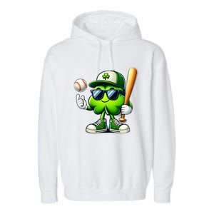 Shamrock Baseball Funny St Patricks Day Garment-Dyed Fleece Hoodie