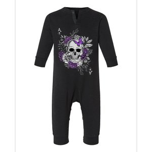 Skull Butterfly Flowers Asexual Ace Proud Lgbt Ally Pride Gift Infant Fleece One Piece